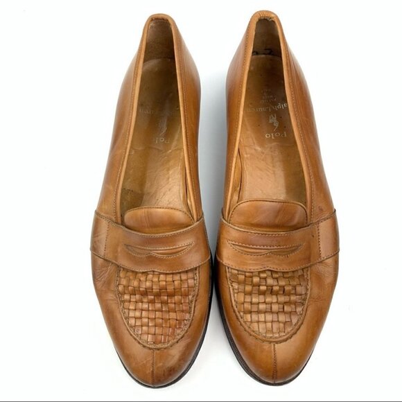 Polo size 11 D cognac Italian leather vintage 80s - Picture 1 of 12